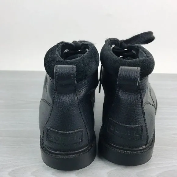 Sorel Madson Youth Size 3 Waterproof Moc Toe Black Leather Boots NY2996-011‎