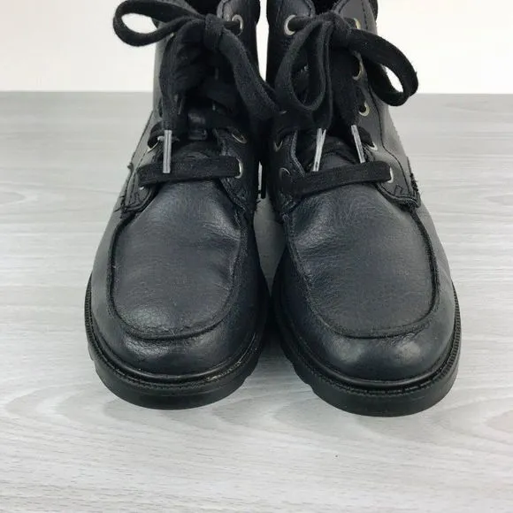 Sorel Madson Youth Size 3 Waterproof Moc Toe Black Leather Boots NY2996-011‎