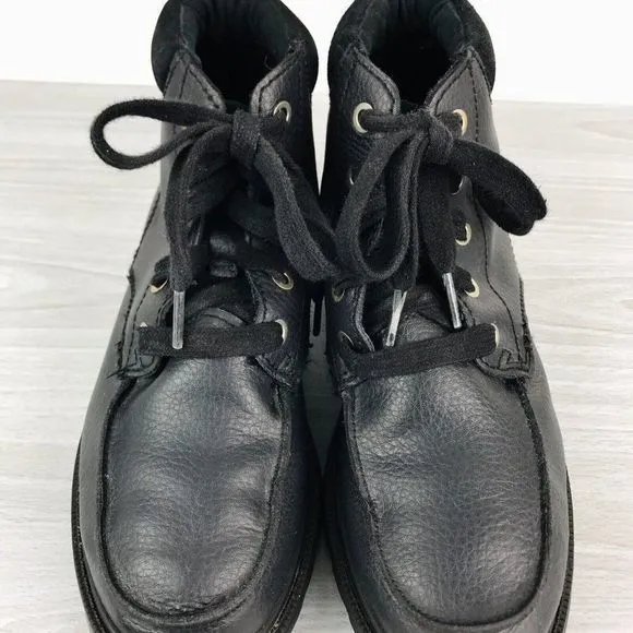 Sorel Madson Youth Size 3 Waterproof Moc Toe Black Leather Boots NY2996-011‎