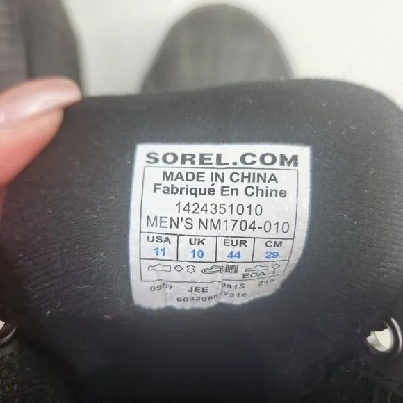 Sorel Men's Size 11 Cheyanne Waterproof Black Duck Waterproof Boots NM1704
