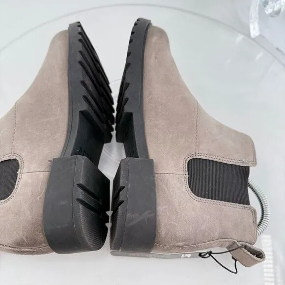 Sorel Women Emelie Waterproof Chelsea Booties Boots Grey Brown Leather Size 5