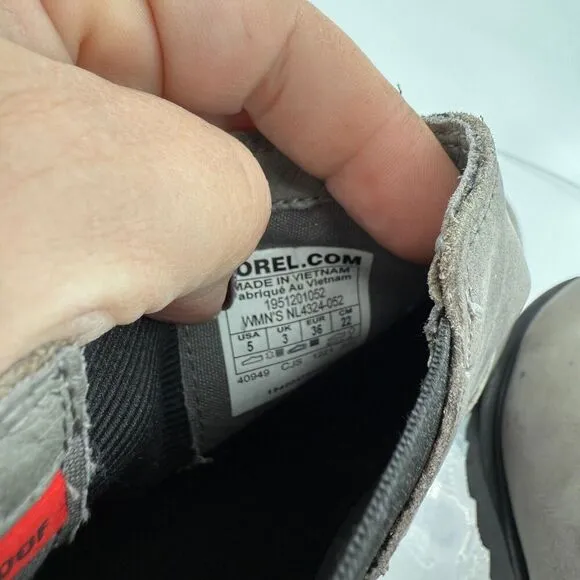 Sorel Women Emelie Waterproof Chelsea Booties Boots Grey Brown Leather Size 5