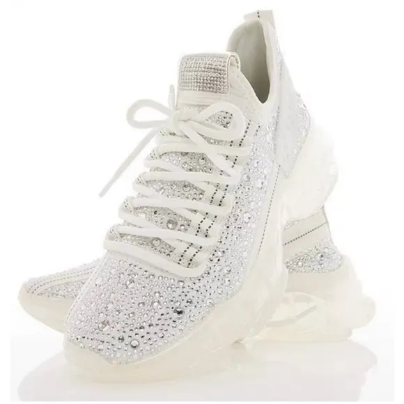 ✨Sparkly ✨Steve Madden sneakers. ✨Rhinestones ✨Clear chunky sole. S-8