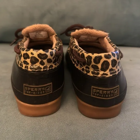 SPERRY CORMORANT LEOPARD PRINT SLIP ON DUCK BOOTS - Size 7 Top Sider