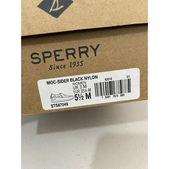 Sperry Moc Slider Black Nylon Shoes Women 5.5