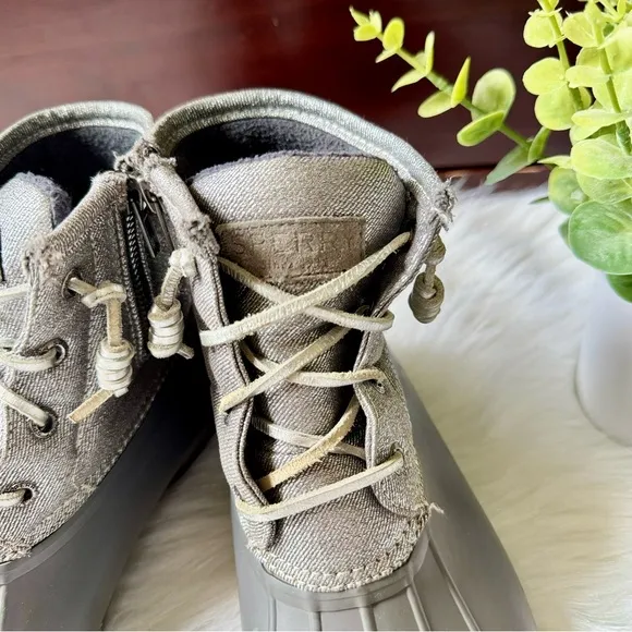 Sperry Top-Sider Saltwater Shimmer Duck Boots Gray Waterproof Rain Boots Size7.5