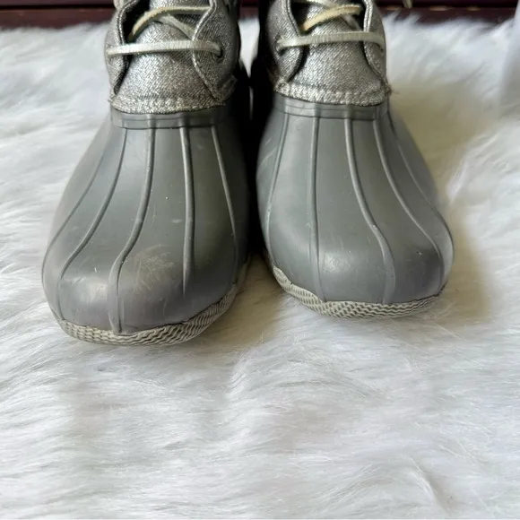Sperry Top-Sider Saltwater Shimmer Duck Boots Gray Waterproof Rain Boots Size7.5