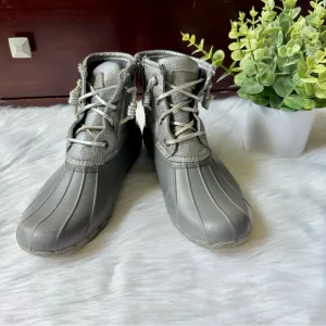 Sperry Top-Sider Saltwater Shimmer Duck Boots Gray Waterproof Rain Boots Size7.5
