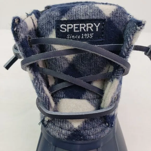 Sperry Top Sider Saltwater Toddler Sz 12 Blue Plaid Wool Waterproof Duck Boots