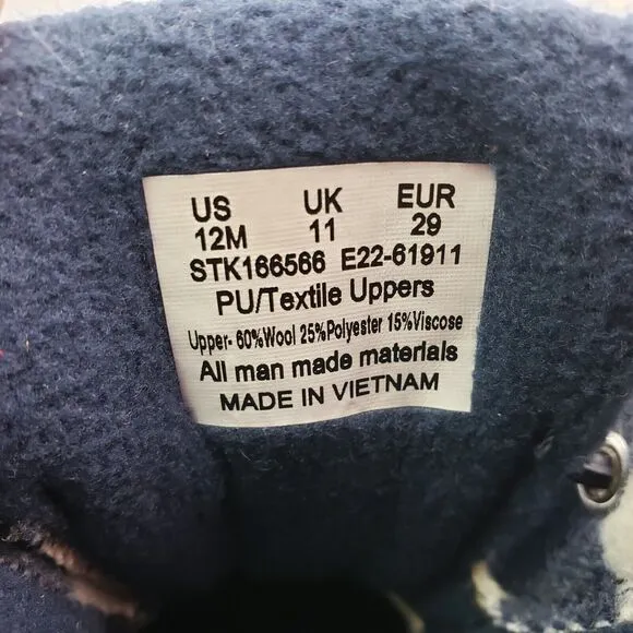 Sperry Top Sider Saltwater Toddler Sz 12 Blue Plaid Wool Waterproof Duck Boots