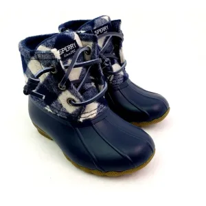 Sperry Top Sider Saltwater Toddler Sz 12 Blue Plaid Wool Waterproof Duck Boots