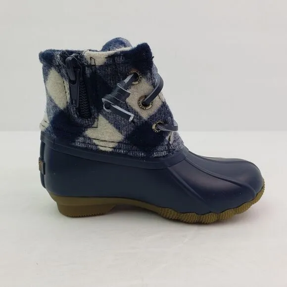 Sperry Top Sider Saltwater Toddler Sz 12 Blue Plaid Wool Waterproof Duck Boots