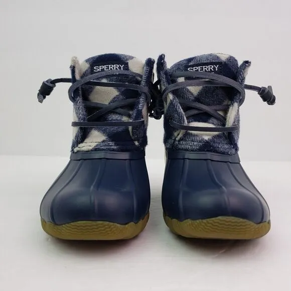 Sperry Top Sider Saltwater Toddler Sz 12 Blue Plaid Wool Waterproof Duck Boots