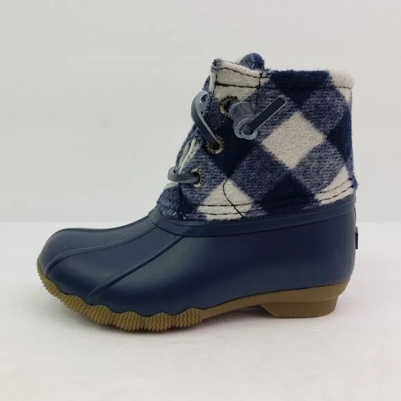 Sperry Top Sider Saltwater Toddler Sz 12 Blue Plaid Wool Waterproof Duck Boots