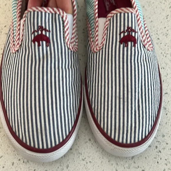 Sperry x Brooks Brothers Seersucker Preppy Beachy Slip On Shoes - Size 10.5
