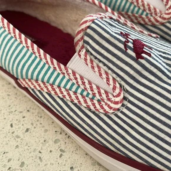 Sperry x Brooks Brothers Seersucker Preppy Beachy Slip On Shoes - Size 10.5