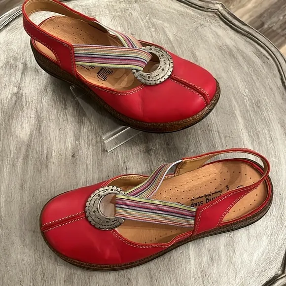 Spring Step hand made Red Leather comfort Mary Jane’s  Shoes size EU 36 5.5 -6