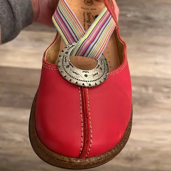 Spring Step hand made Red Leather comfort Mary Jane’s  Shoes size EU 36 5.5 -6