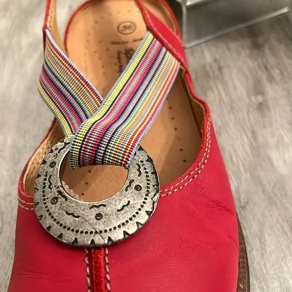 Spring Step hand made Red Leather comfort Mary Jane’s  Shoes size EU 36 5.5 -6
