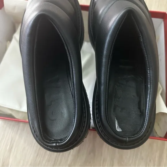 Staud NEW Astro quilted vegan leather mules Black Shoes Slides New 36 6 New NIB