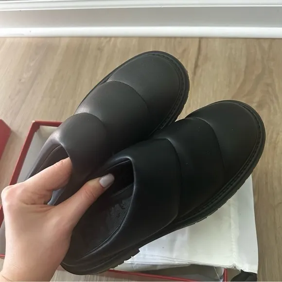 Staud NEW Astro quilted vegan leather mules Black Shoes Slides New 36 6 New NIB