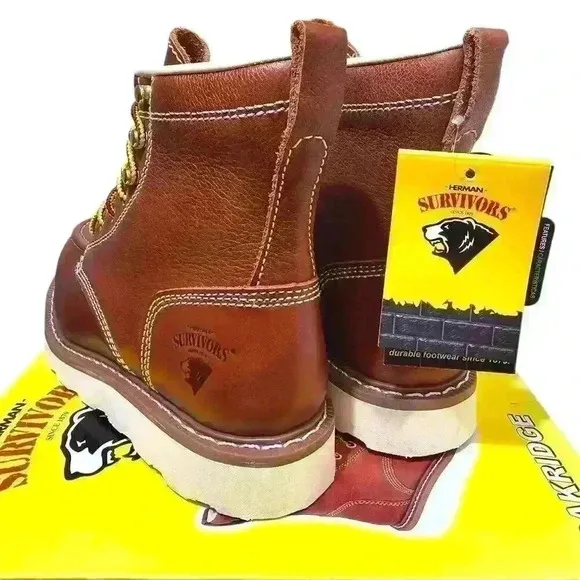 Steel Toe Work Boots Oil Resistant Men's Leather 6&quot; Herman Survivors Oakridge