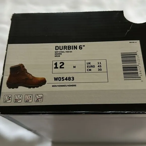 Steel Toe Boots Mens 12 Brown Leather Wolverine Durbin