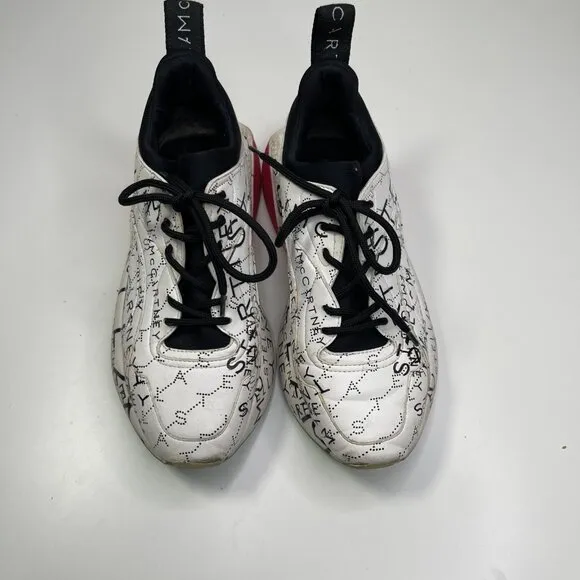 Stella McCartney White Faux Leather &amp; Neoprene Eclypse Monogram Sneaker Size 8US