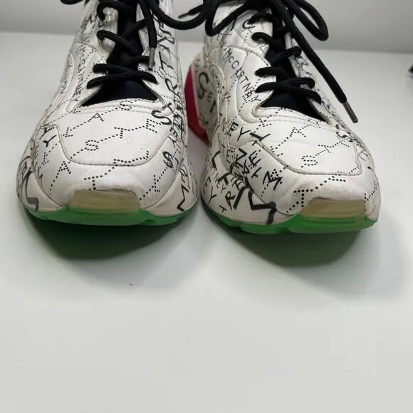 Stella McCartney White Faux Leather &amp; Neoprene Eclypse Monogram Sneaker Size 8US
