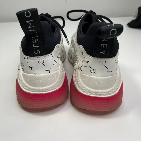Stella McCartney White Faux Leather &amp; Neoprene Eclypse Monogram Sneaker Size 8US