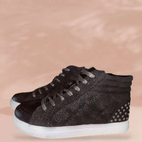 STEVE MADDEN  Girls' J-Quilted Studded Black High-Top Sneakers (youth) Size 4