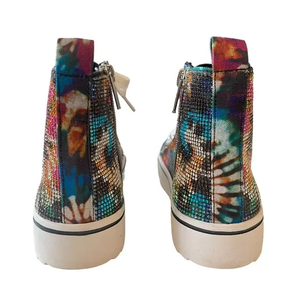Steve Madden Girls Rhinestone JShake Tie-Dye High-Top Sneakers Size 2 NEW