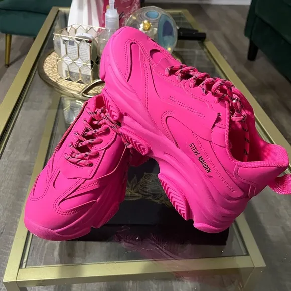 Steve Madden Hot Pink Possession Sneakers