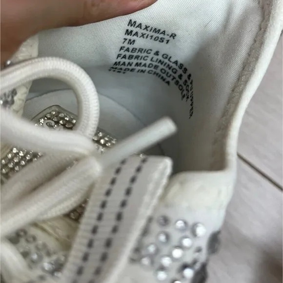 Steve Madden Maxima Rhinestone Embellished Chunky Sneakers 6 , 7 White
