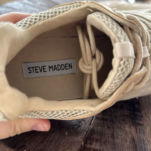 Steve Madden Movement Beige Multi Suede Leather Sneakers