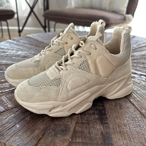 Steve Madden Movement Beige Multi Suede Leather Sneakers
