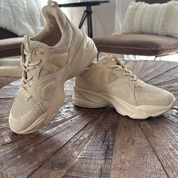 Steve Madden Movement Beige Multi Suede Leather Sneakers
