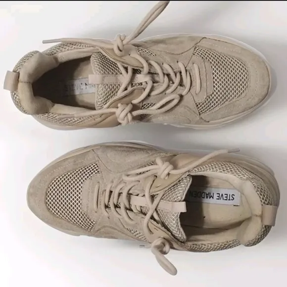 Steve Madden Movement Platform Chunky Suede Leather Sneakers US 6.5
