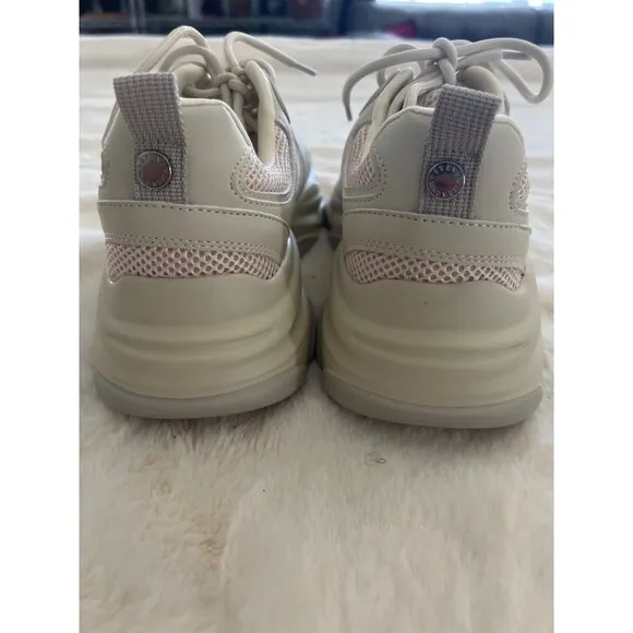 Steve Madden PLIMM Chunky Sneaker, Size 10M –Beige, mesh, PU Leather, New no box