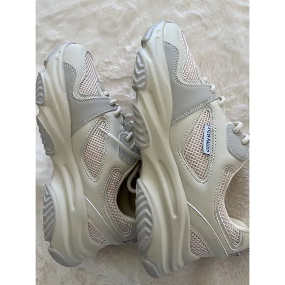 Steve Madden PLIMM Chunky Sneaker, Size 10M –Beige, mesh, PU Leather, New no box