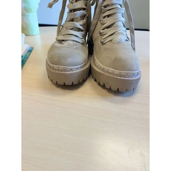 Steve Madden Rainier Tan Suede &amp; Fleece Boots sz 8.5 EUC