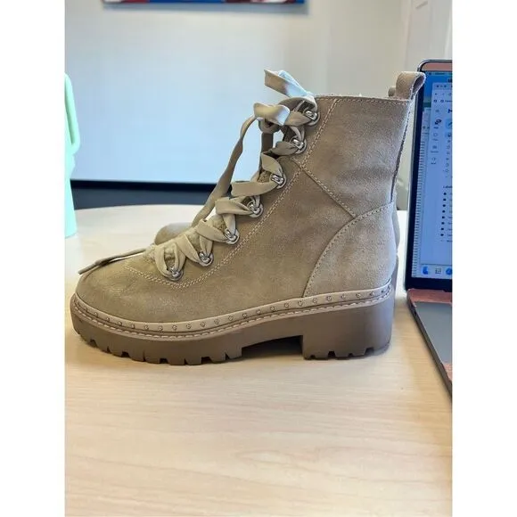 Steve Madden Rainier Tan Suede &amp; Fleece Boots sz 8.5 EUC