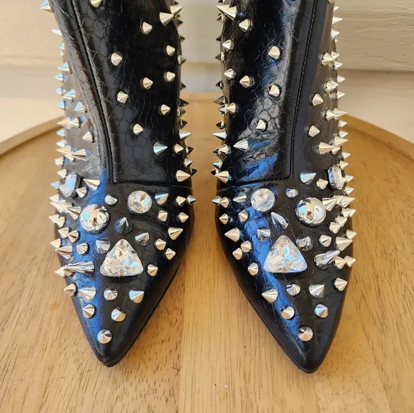Steve Madden Viceroy Embellished gems black stiletto heel ankle boots