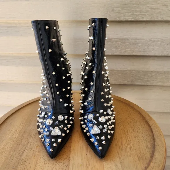Steve Madden Viceroy Embellished gems black stiletto heel ankle boots