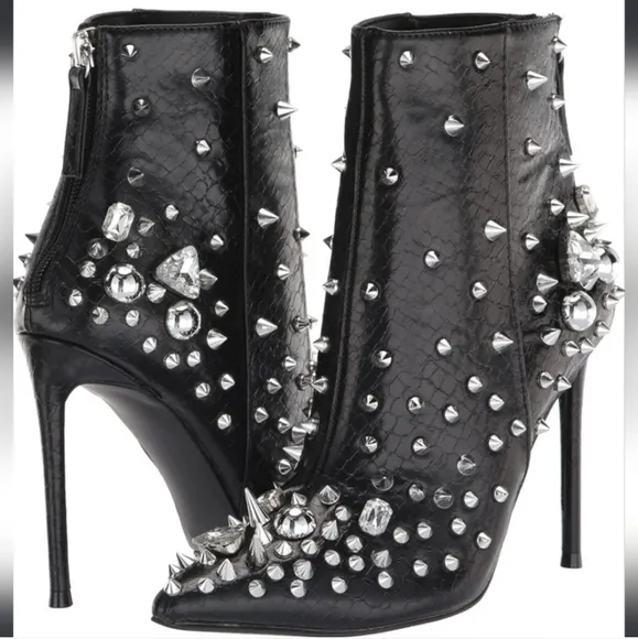 Steve Madden Viceroy Embellished gems black stiletto heel ankle boots