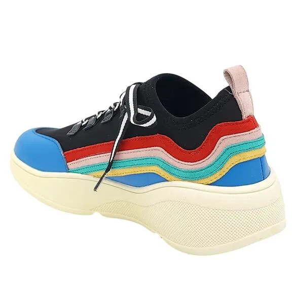 Steve Madden Women Cavo Chunky Dad Sneakers Size US 6.5 Black Blue Yellow