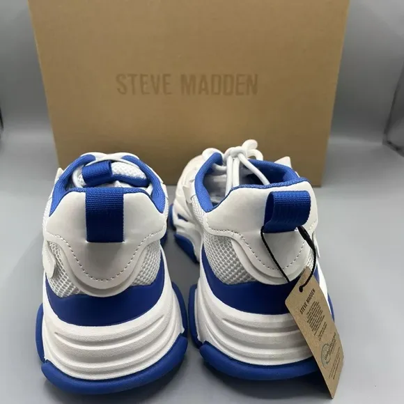 Steve Madden Women Low Top Dad Sneakers Possession-E Various Sizes White Blue