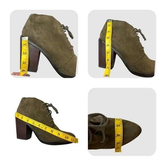 STEVE MADDEN Olive Green Suede Heeled Booties Size 9.5