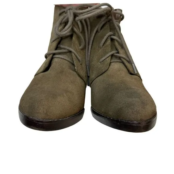 STEVE MADDEN Olive Green Suede Heeled Booties Size 9.5