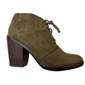 STEVE MADDEN Olive Green Suede Heeled Booties Size 9.5